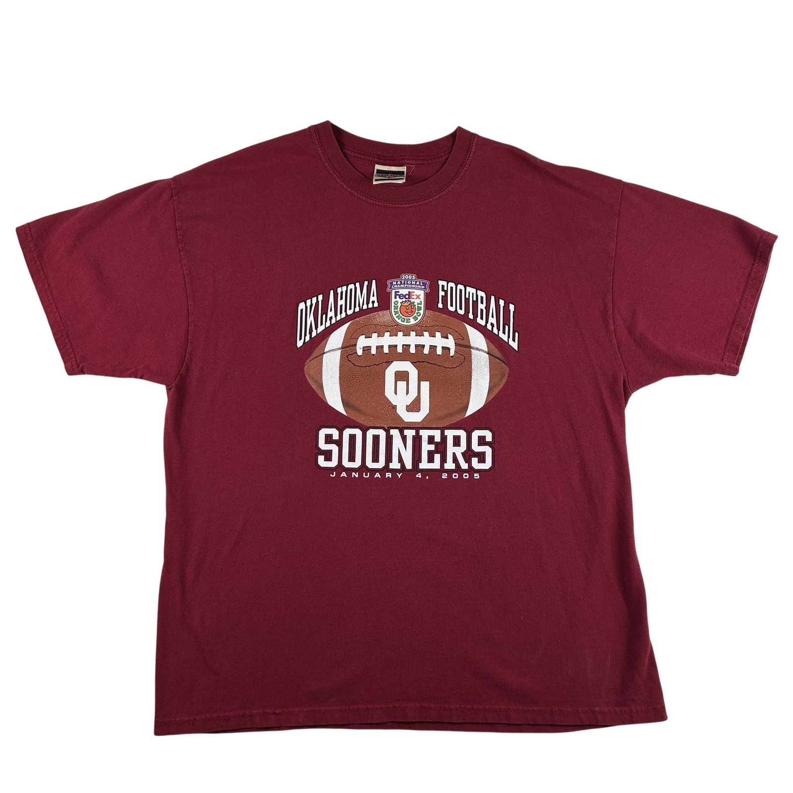 Vintage Oklahoma Sooners Shirt Mens Xl 2005 Ncaa Football Orange Bowl Red Oak